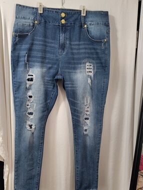 High-Rise Distressed Blue Women's Jeans